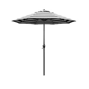 7.5 ft. Black Aluminum Market Patio Umbrella Auto Tilt in Cabana Classic Sunbrella