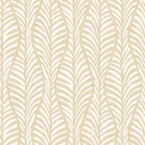 Block Print Leaves White Clay Peel and Stick Wallpaper, 28 sq. ft.