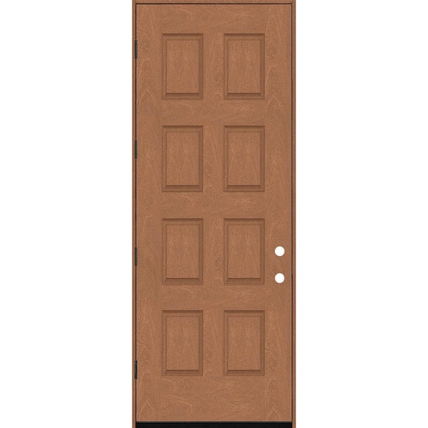Steves & Sons Regency 36 in. x 96 in. 8-Panel RHOS Autumn Wheat Stain Mahogany Fiberglass Prehung Front Door