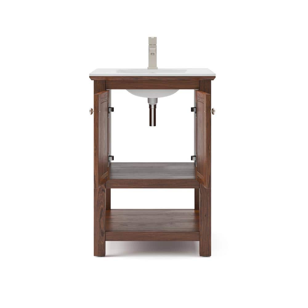 Manchester Warm Walnut 24" Freestanding Single Sink Vanity