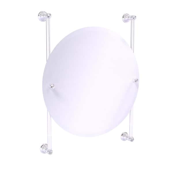 Allied Brass Carolina Crystal Round Frameless Rail Mounted Mirror in Polished Chrome