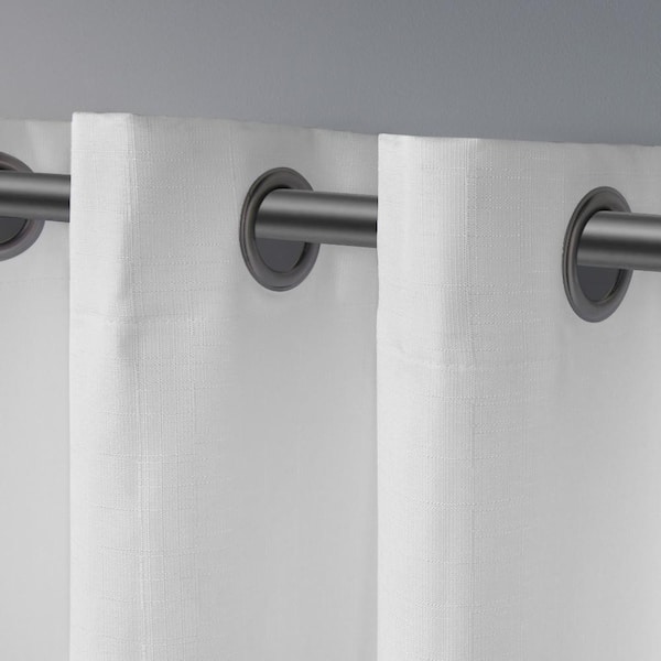 London Winter White Woven Solid 52 in. W x 63 in. L Noise Cancelling Thermal Grommet Blackout Curtain (Set of 2)