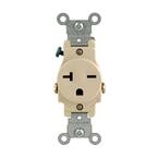 20 Amp Commercial Grade Double-Pole Single Outlet, Ivory
