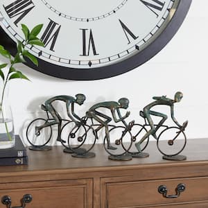 5 in. x 8 in. Bronze Polystone People Sculpture with Bike
