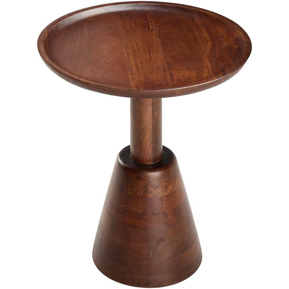 Neville Round Dark Brown Mango Wood End Table