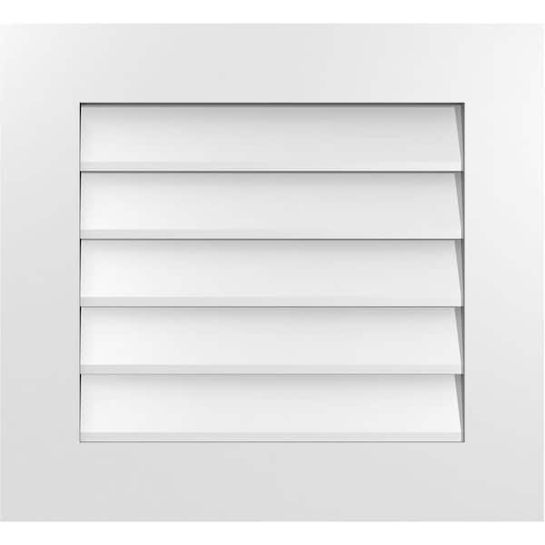 Ekena Millwork 24 in. x 22 in. Rectangular White PVC Paintable Gable Louver Vent Non-Functional