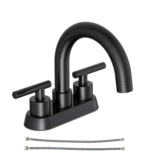 PRIVATE BRAND UNBRANDED Cartway 4 in. Centerset 2-Handle High-Arc Bathroom Faucet in Matte Black
