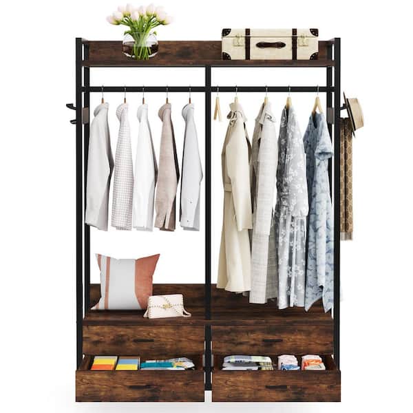TribeSigns Tribesigns Extra Large Closet Organizer with Hooks,  Free-Standing Closet Clothes Rack with Shelves and Hanging Rod