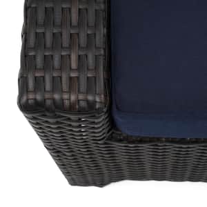Deco 8-Piece All Weather Wicker Patio Sofa and Club Chair Deep Seating Set with Sunbrella Navy Blue Cushions