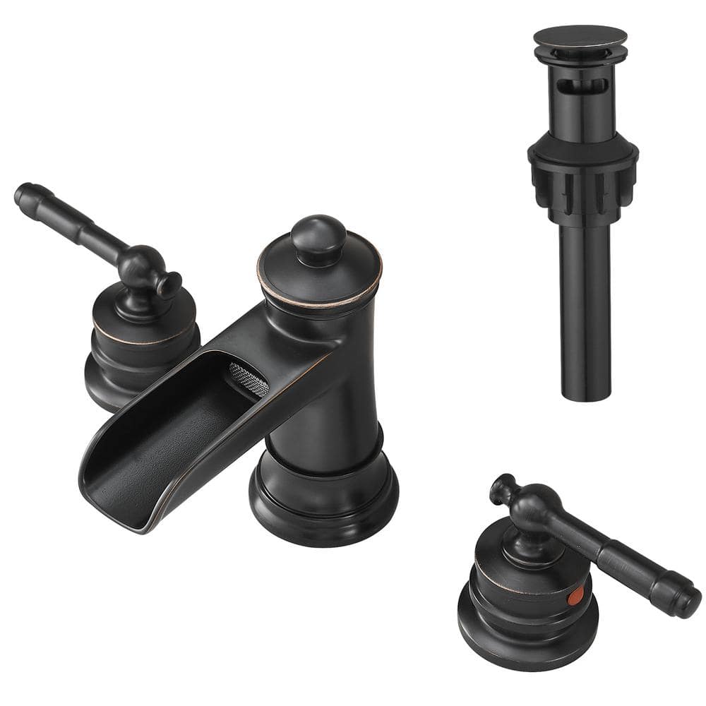 8 in. Widespread Deck-Mounted Bathroom Sink Faucet 3 Hole Double Lever Hand
