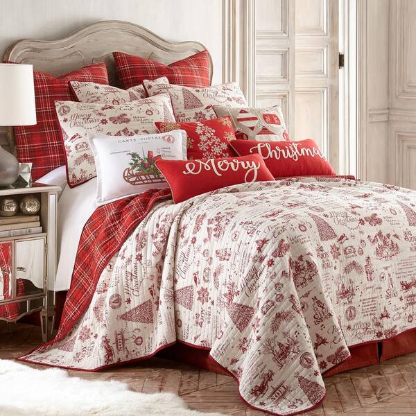 Levtex Home Yuletide 2-Piece Red, Cream Christmas Toile/Plaid Cotton  Twin/Twin XL Quilt Set L13750TS The Home Depot