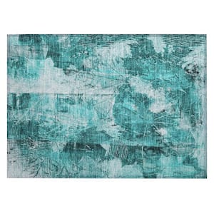 Chantille ACN560 Teal 1 ft. 8 in. x 2 ft. 6 in. Machine Washable Indoor/Outdoor Geometric Area Rug