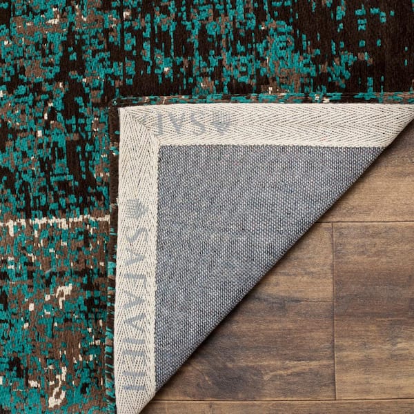 SAFAVIEH Classic Vintage Teal/Brown 2 ft. x 6 ft. Border Runner