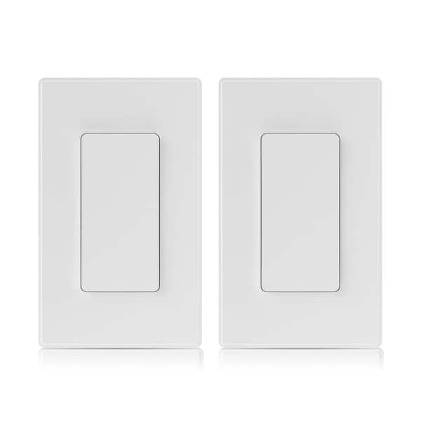 Smart Light Rocker Switch, Single Pole/3 Way, 2.4GHz Wi-Fi Light Switch Compatible w/Alexa & Google Assistant, White 2PC