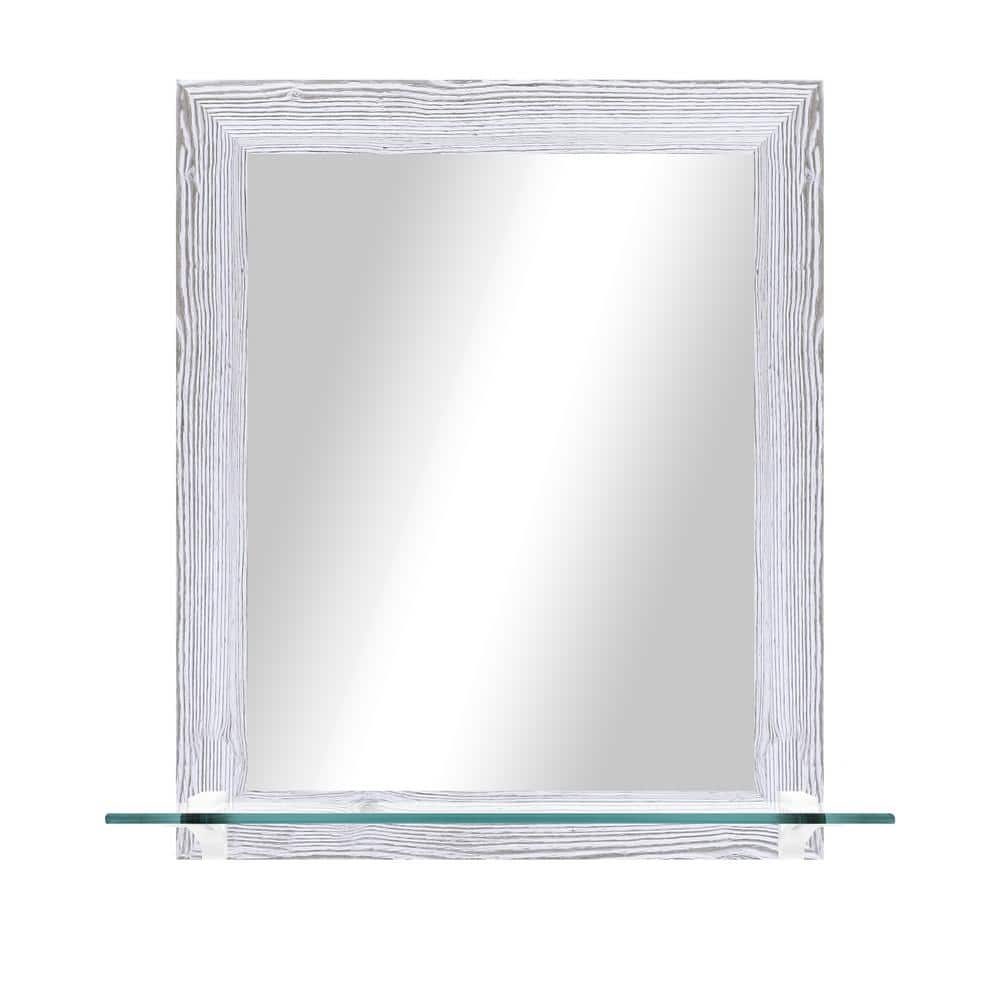 21.5 in. W x 25.5 in. H Rectangle Distressed White Vertical Framed Mirror W