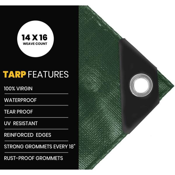PROTARP 12 ft. x 16 ft. Green/Black 16 Mil Heavy Duty