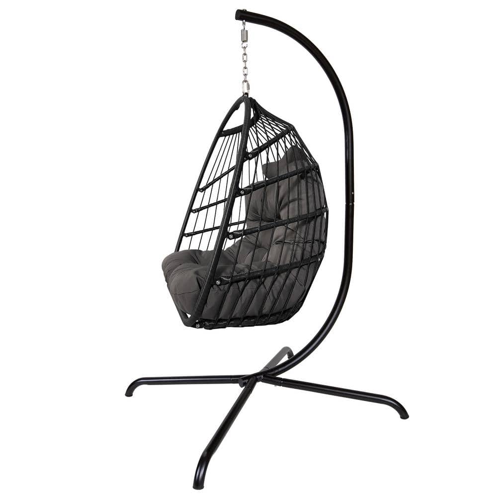 Cisvio Swing Egg Chair with Stand Indoor Outdoor Wicker Rattan Patio