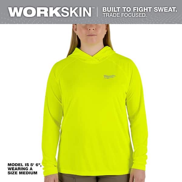 Women's Small Yellow WORKSKIN Hooded Sun Shirt