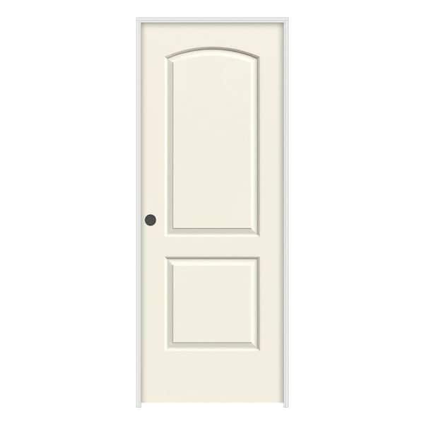 JELD-WEN 28 in. x 80 in. Caiman 2 Panel Right-Hand Hollow Core Vanilla Paint Molded Composite Single Prehung Interior Door