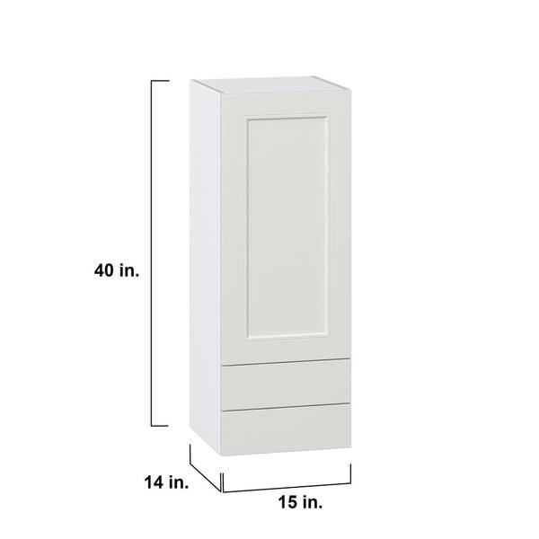 J COLLECTION Littleton Painted Gray Recessed Assembled Glass Wall Kitchen Cabinet with Drawers (15 in. W x 40 in. H x 14 in. D)