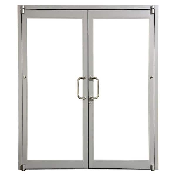 Teza SF55 Series Store Door 72 in. x 84 in. Right-Hand/Outswing Silver Aluminum Prehung Commercial Door w No Fire Rating
