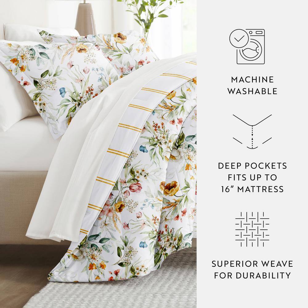 Twin Reversible Daisy Medallion Clay Microfiber Bed in a Bag Set