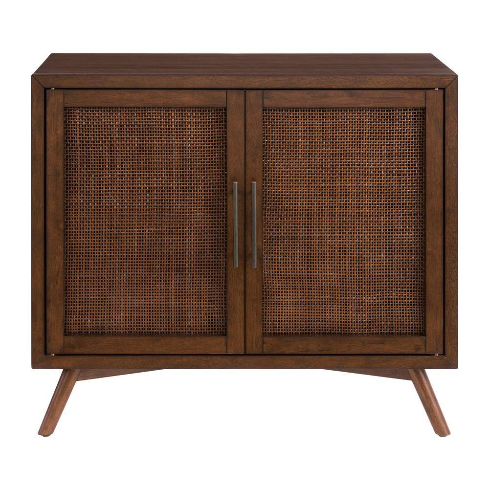 Cinnamon Brown Mid-Century Modern 2-Door Wood Accent Chest