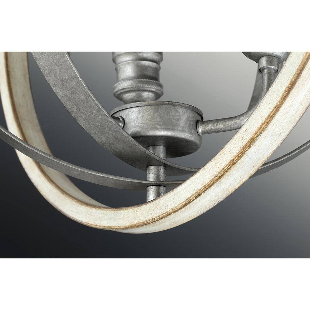 Galvanized and Antique White 6-Light Globe Pendant