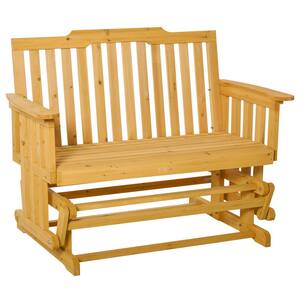 Natural Wood Double Outdoor Rocking Chair with Waterproof Material
