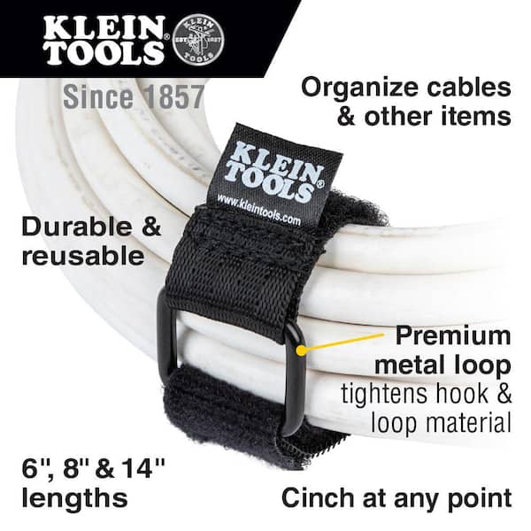 Black Hook and Loop Heavy Duty Strap Strapping Cable Ties with Metal Buckle