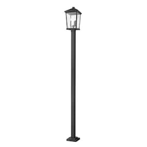 Beacon 107 in. 3-Light Black Aluminum Hardwired Outdoor Weather Resistant Post Light Set with No Bulb Included