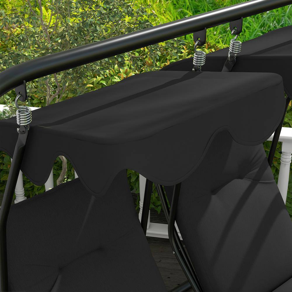 Black Polyester 2-Seater Swing Canopy Replacement Top Cover