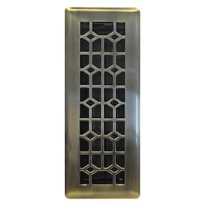3 in x 10 in Floor Register Abstract Vintage Brass Single Pack