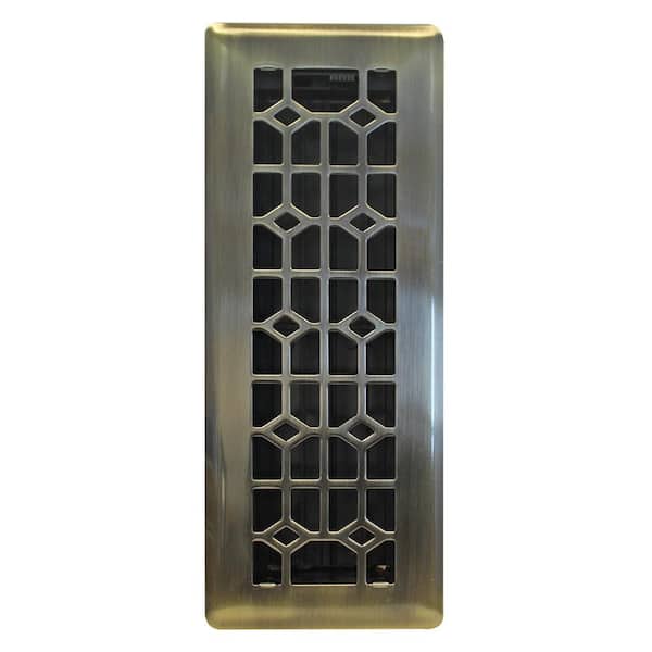 Modern Homes 3 in x 10 in Floor Register Abstract Vintage Brass Single Pack