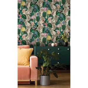 Beige Metallic Bold Flowers and Leaves Floral Shelf Liner Wallpaper (57 sq. ft) Double Roll