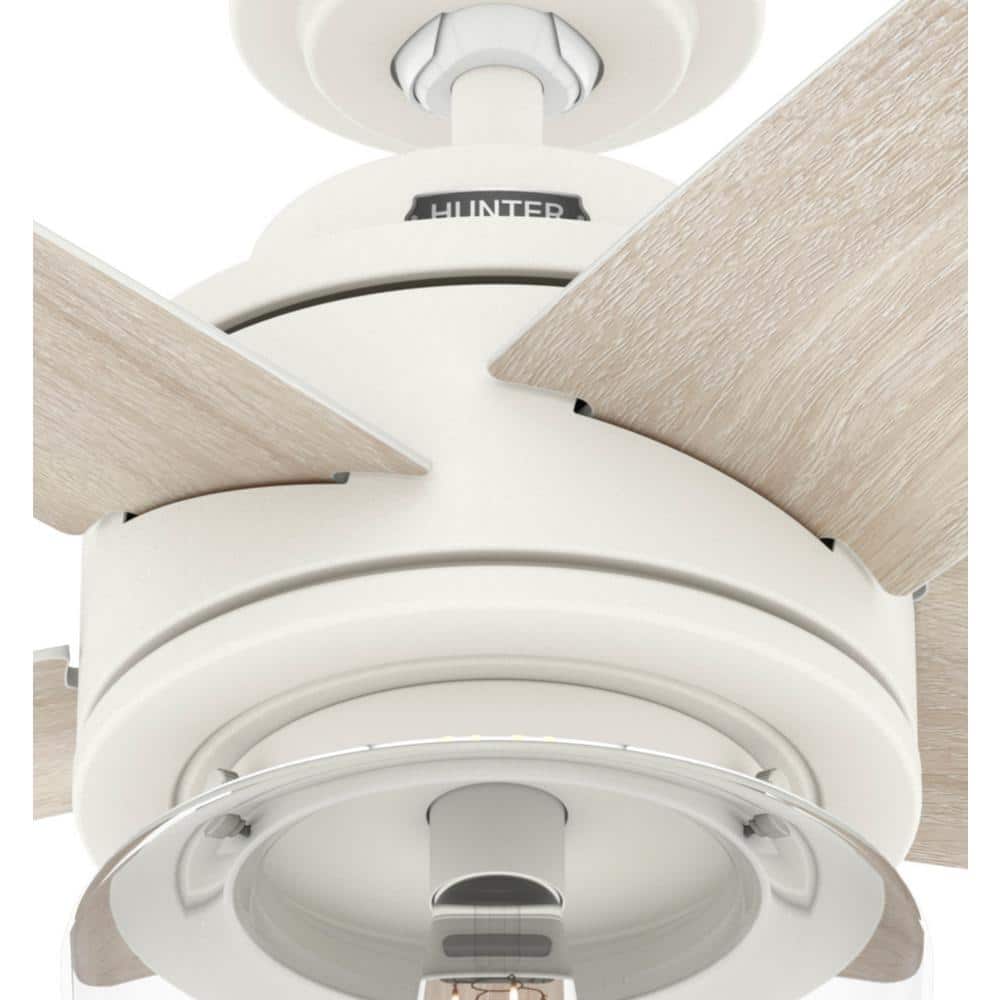 Margo 52" Textured White Ceiling Fan with Light Oak Blades and Remote
