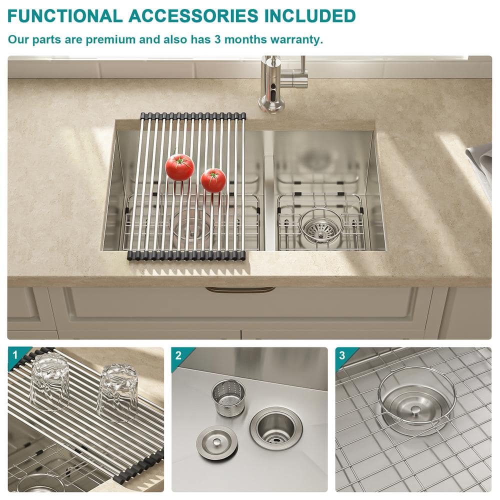 28-Inch Stainless Steel Undermount Double Bowl Kitchen Sink