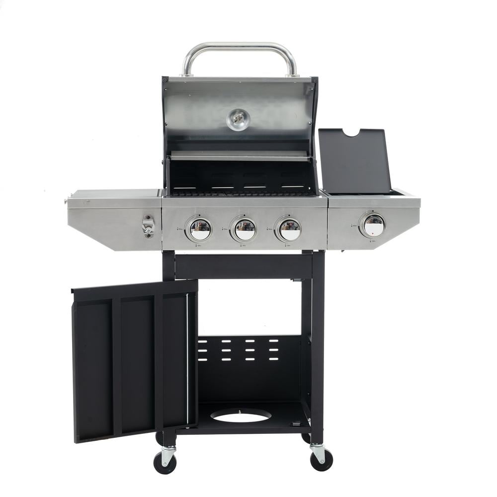 Hooure Grill 3-Burner Propane Barbecue Grill Gas Grill with Side Burner ...