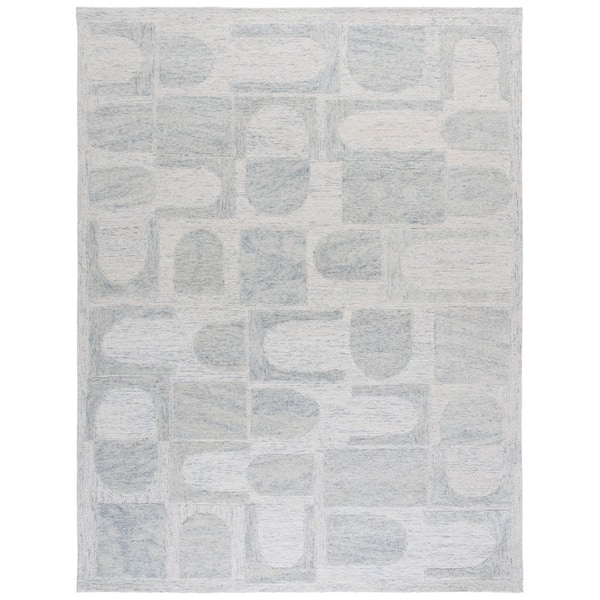 Harvest 9 ft. x 12 ft. Blue/Gray Geometric High-Low Area Rug
