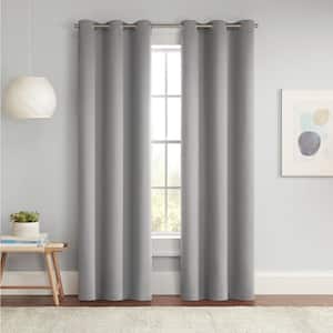 Darrell Grey Solid Polyester 37 in. W x 54 in. L Grommet Blackout Curtain