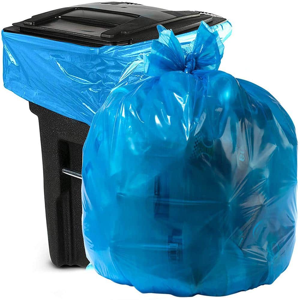 HOUSEHOLD GARBAGE BAGS WITH BLUE HANDLE HDPE 100% RECYCLED 55 X 60 CM 30  LITERS GAUGE 80