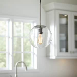 9 in. 1-Light Historic Nickel Globe Pendant with Vintage Bulb Included