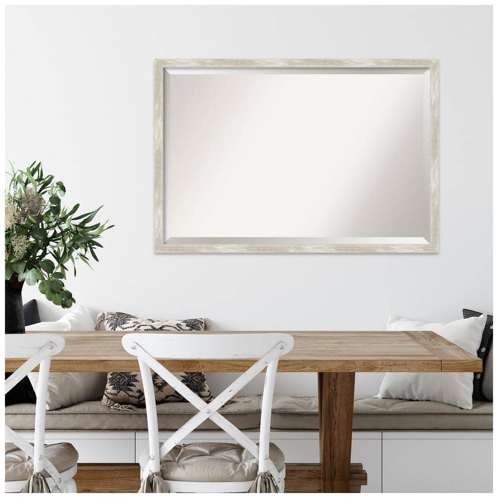 Distressed Silver Rectangular Wall Mirror with Polystyrene Frame