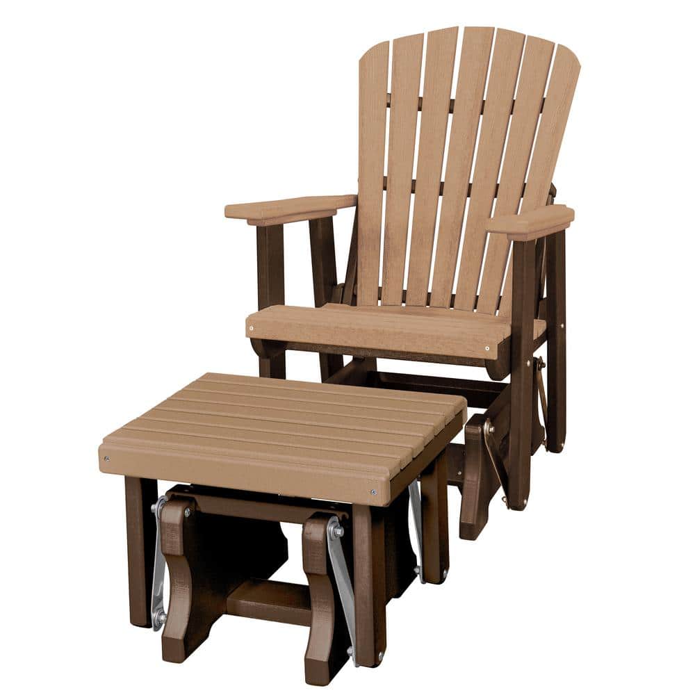 Adirondack Series 27 in. 1-Person Tudor Brown Frame High Density Plastic Outdoor Glider with Gliding Ottoman price history on PriceWatchPro