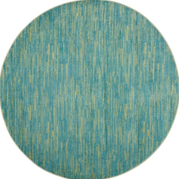 Blue, Green 8 ft. x 8 ft. Woven Polypropylene Indoor/Outdoor Area Rug