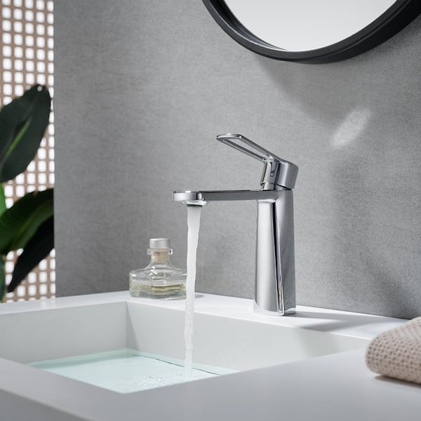 Paula Single Hole Single Handle Mid Arc Bathroom Faucet in Prolished Chrome (1-Pack)
