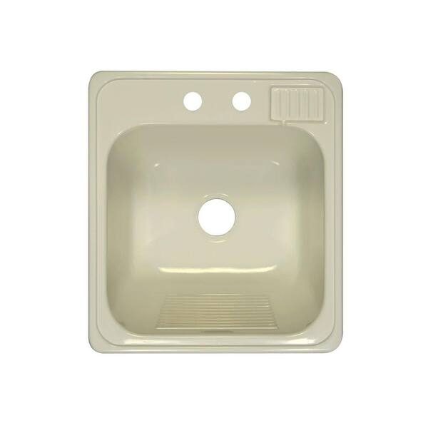 Lyons Industries Laundry Tub Top Mount Acrylic 20x22x12 in. 2-Hole Single Bowl Kitchen Sink in Biscuit