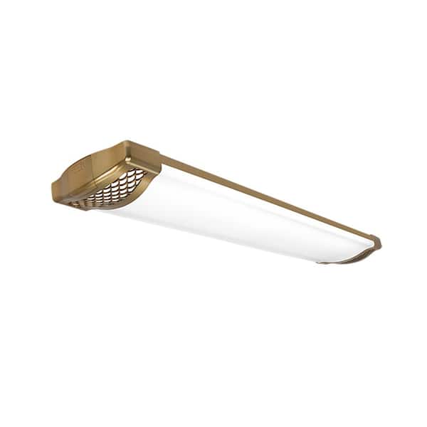 2-Pack 4 ft. Matte Gold Honeycomb End Caps 5250LM 75W Integrated LED Wraparound Light Adjustable CCT Night Light