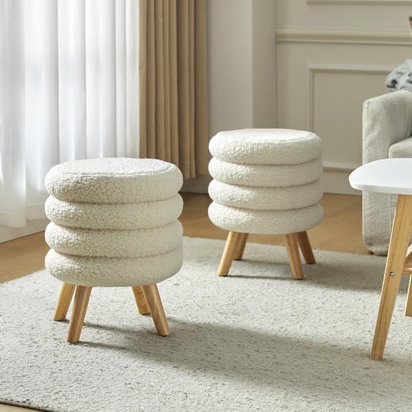 ARTFUL LIVING DESIGN Cesilio 15.7 in. Wide Ivory Ottoman With 