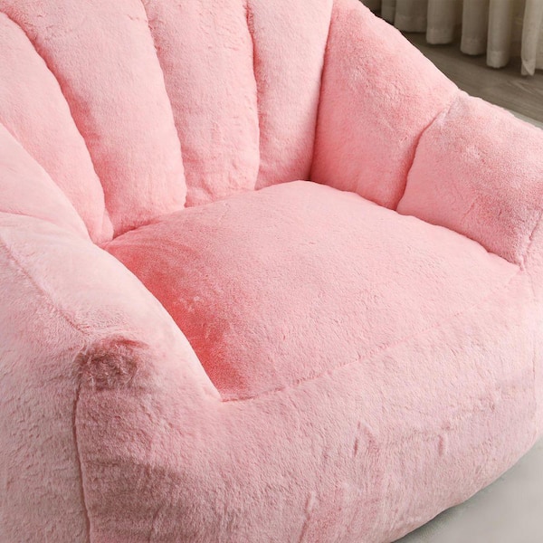 Tufted Bean Bag Chair with 1 Ottoman and Soft Memory Foam, Fluffy